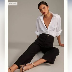 Anthropologie Maeve The Collette Cropped Wide Leg Pants Black Size 32